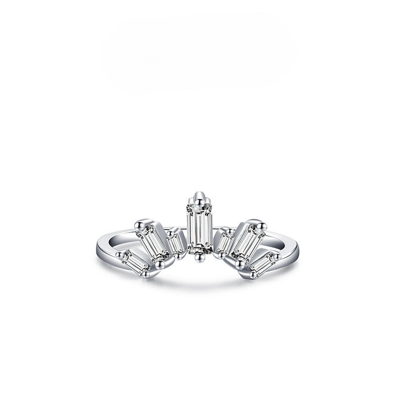 S925 Sterling Silver Crown Zircon Band