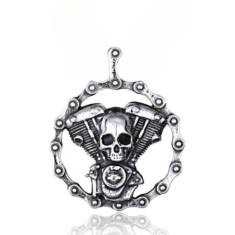 Punk Skull Titanium Steel Pendant for Men - European and American Retro Wholesale Jewelry