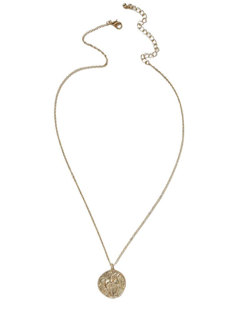 Gold Coin Pendant Necklace - Retro Sweater Chain by Planderful Collection