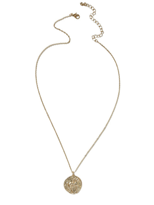 Gold Coin Pendant Necklace - Retro Sweater Chain by Planderful Collection