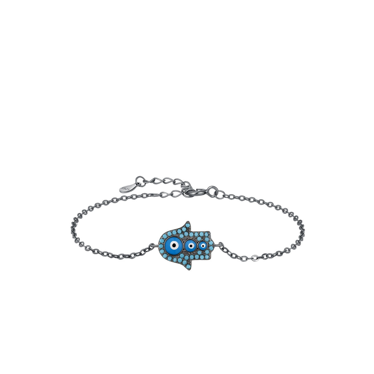 925 Sterling Silver Black Turquoise Two-Tone Bracelet