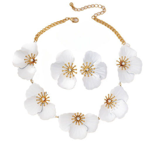 Elegant Zircon Flower Jewelry Set for Women by Planderful