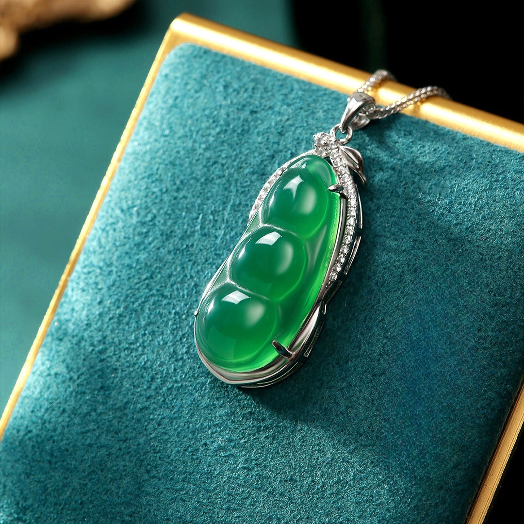 S925 Sterling Silver Natural Chalcedony Necklace