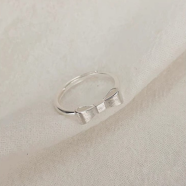 925 Sterling Silver Adjustable Bow Ring Women's Fashion