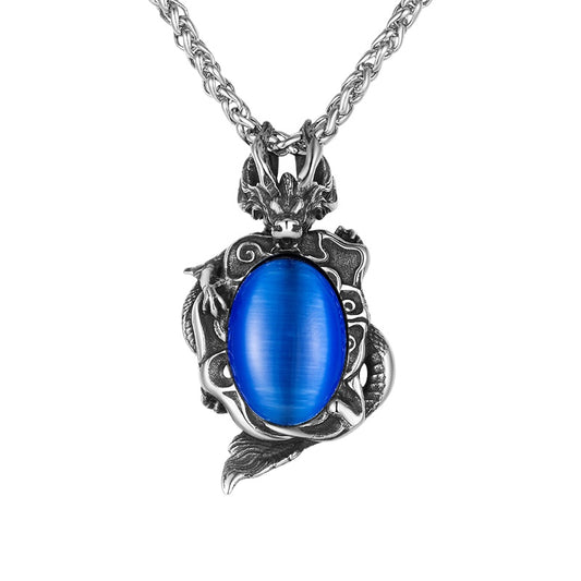 Steel Necklace – Elegant Chinese Dragon Ball Totem Pendant For Everyday Wear Planderful