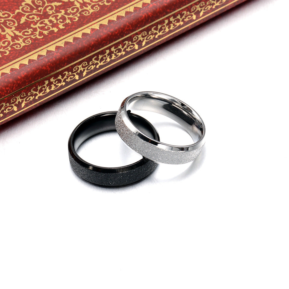 Planderful Titanium Steel Couple Ring Double Beveled Edge Four Color Pearl Inlay Everyday Genie