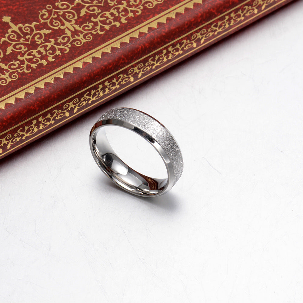 6Mm IP Vacuum Gold-Plated Matte Pressed Sand Ring Men