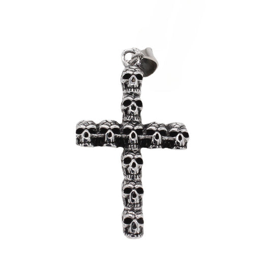 String of Skull Latin Cross Titanium Steel Pendant for Men