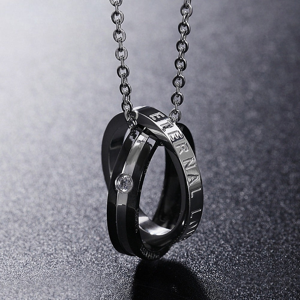 Planderful Titanium Steel Unisex Couple Necklace With Protection Pendant For Couples
