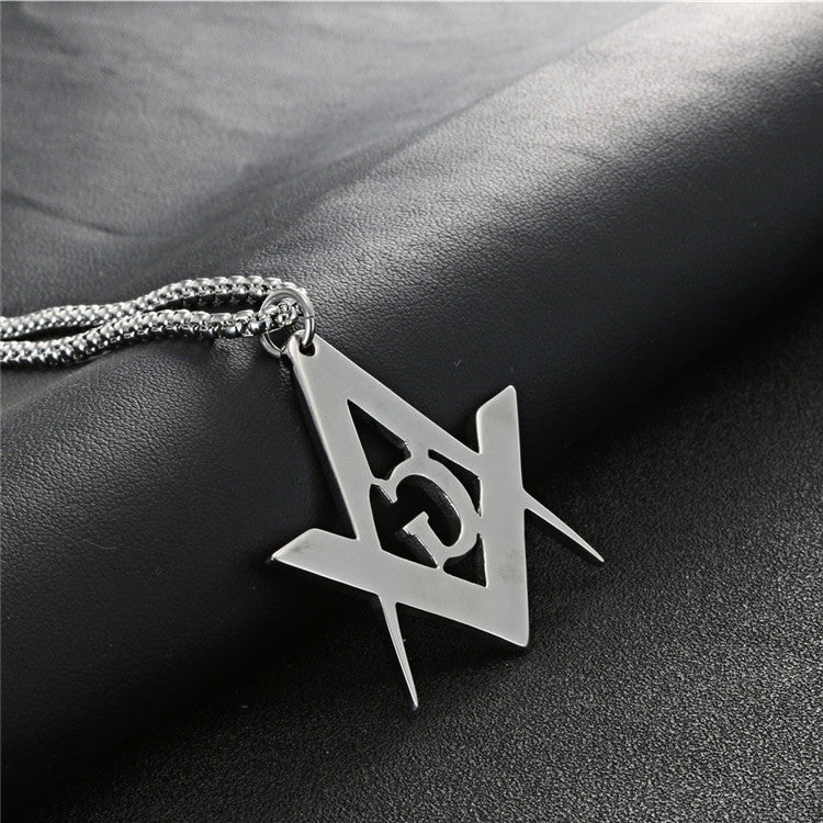 Titanium Steel Masonic Letter G Pendant - Vintage Punk Necklace for Men by Planderful