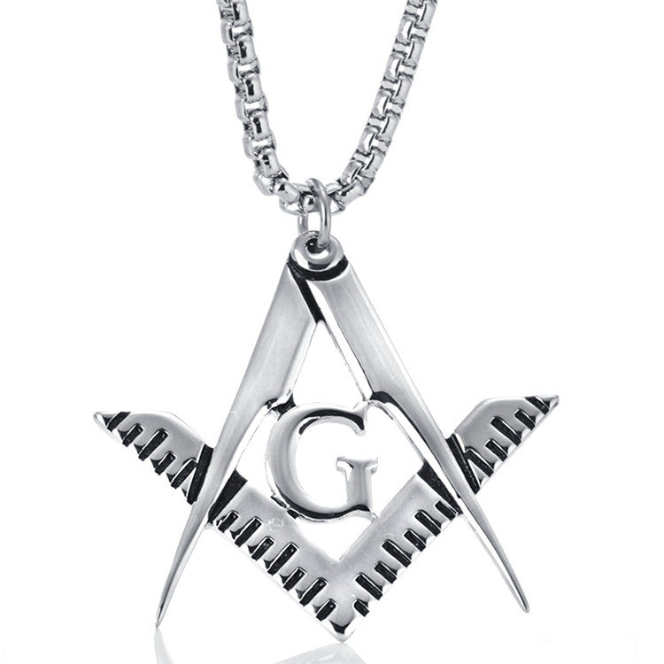 Titanium Steel Masonic Letter G Pendant - Vintage Punk Necklace for Men by Planderful