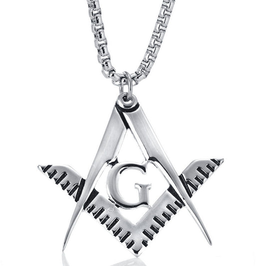 Titanium Steel Masonic Letter G Pendant - Vintage Punk Necklace for Men by Planderful