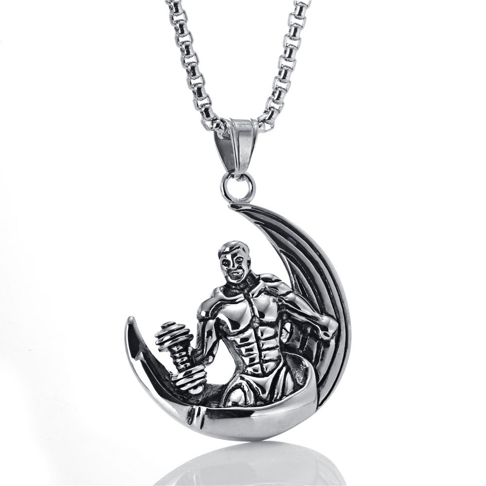 Titanium Steel Dumbbells Pendant for Men - Unique Fitness Jewelry for Bodybuilders and Hipsters