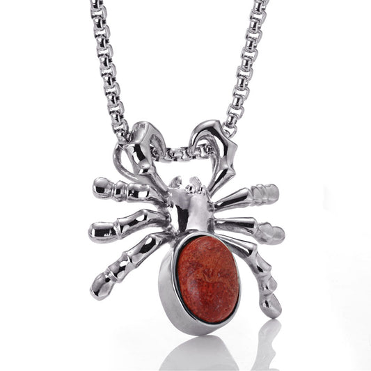 Titanium Steel Spider Pendant for Men and Women, Retro Crowe Design, Large Stainless Steel Accessory