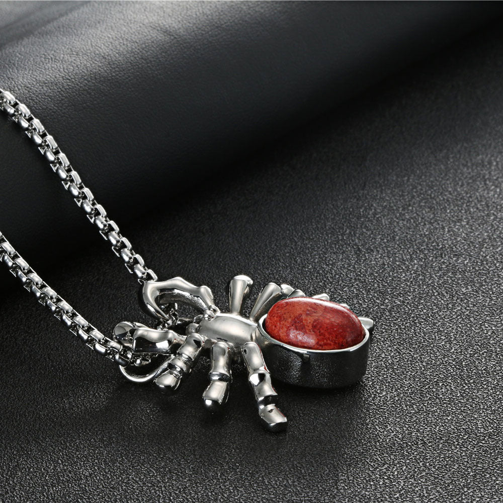 Titanium Steel Spider Pendant for Men and Women, Retro Crowe Design, Large Stainless Steel Accessory