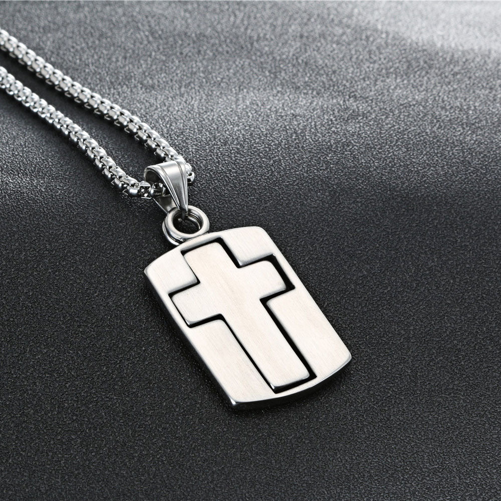 Retro Titanium Steel Cross Pendant for Men and Women - Dual-Use Military Style by Planderful