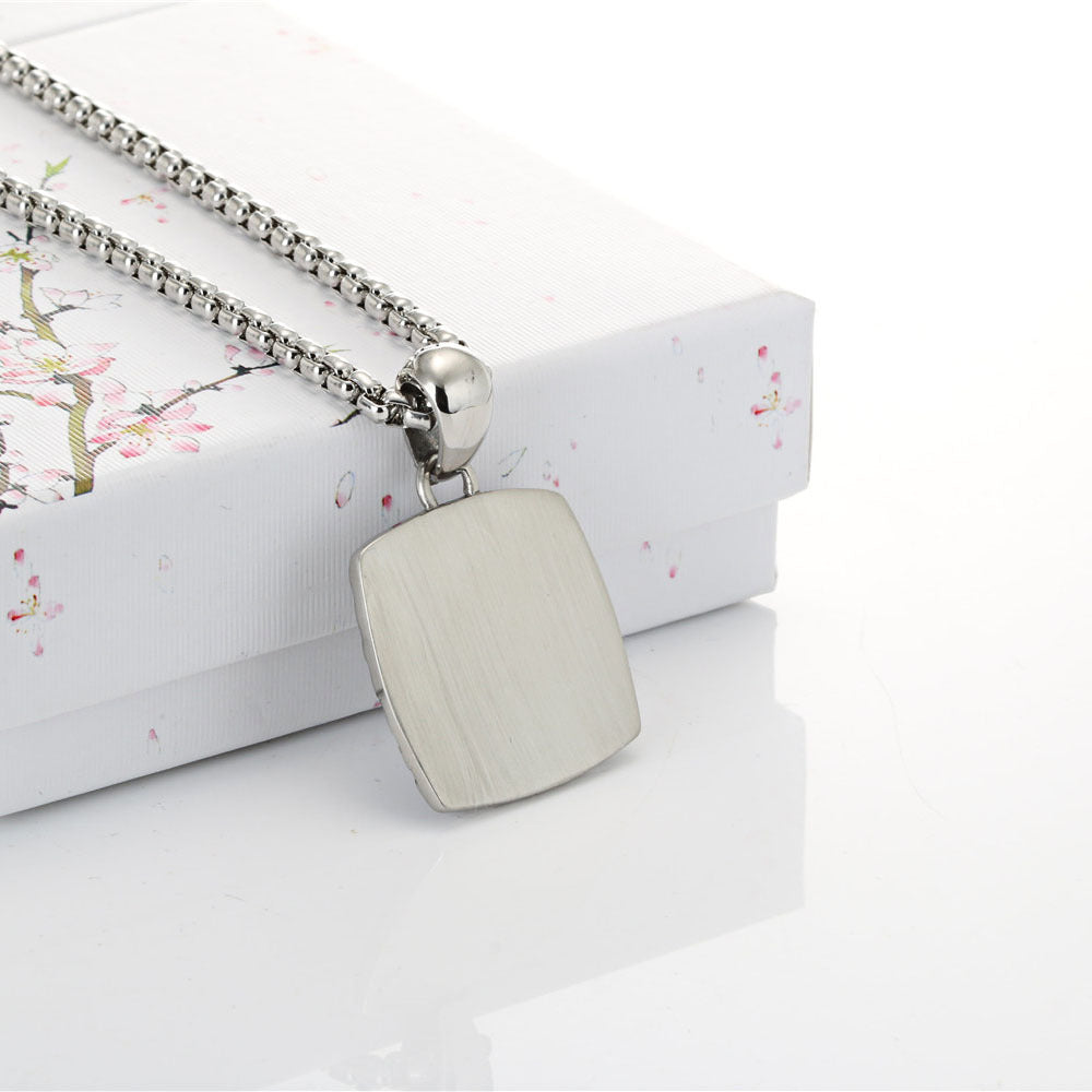 Retro-Inspired Titanium Steel Square Wave Pendant with Fish Scale Design for Men