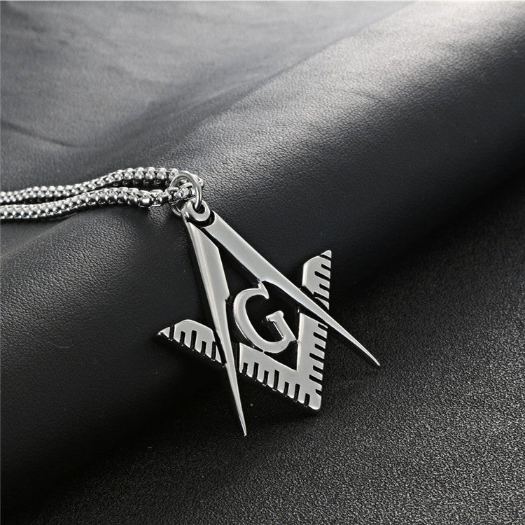 Titanium Steel Masonic Letter G Pendant - Vintage Punk Necklace for Men by Planderful