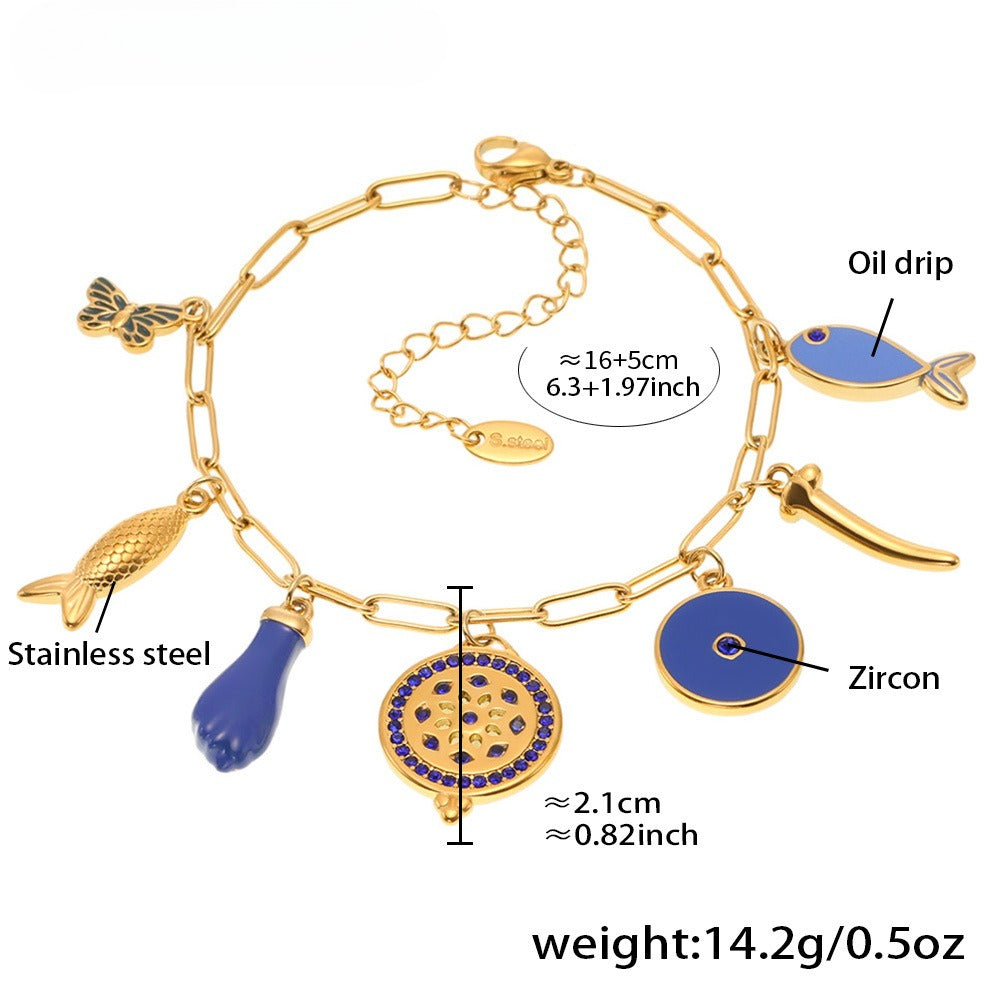 Planderful Dripping Oil Pendant Bracelet For Summer