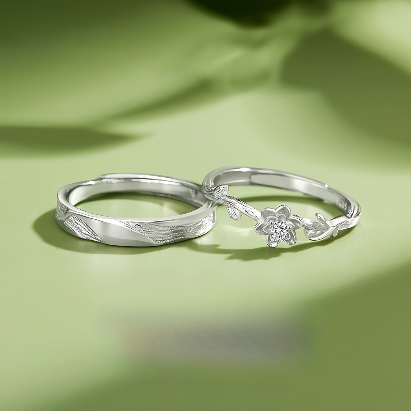 Sterling Silver Gardenia Couple Ring By Planderful Adjustable Light Luxury Gift For Girlfriend