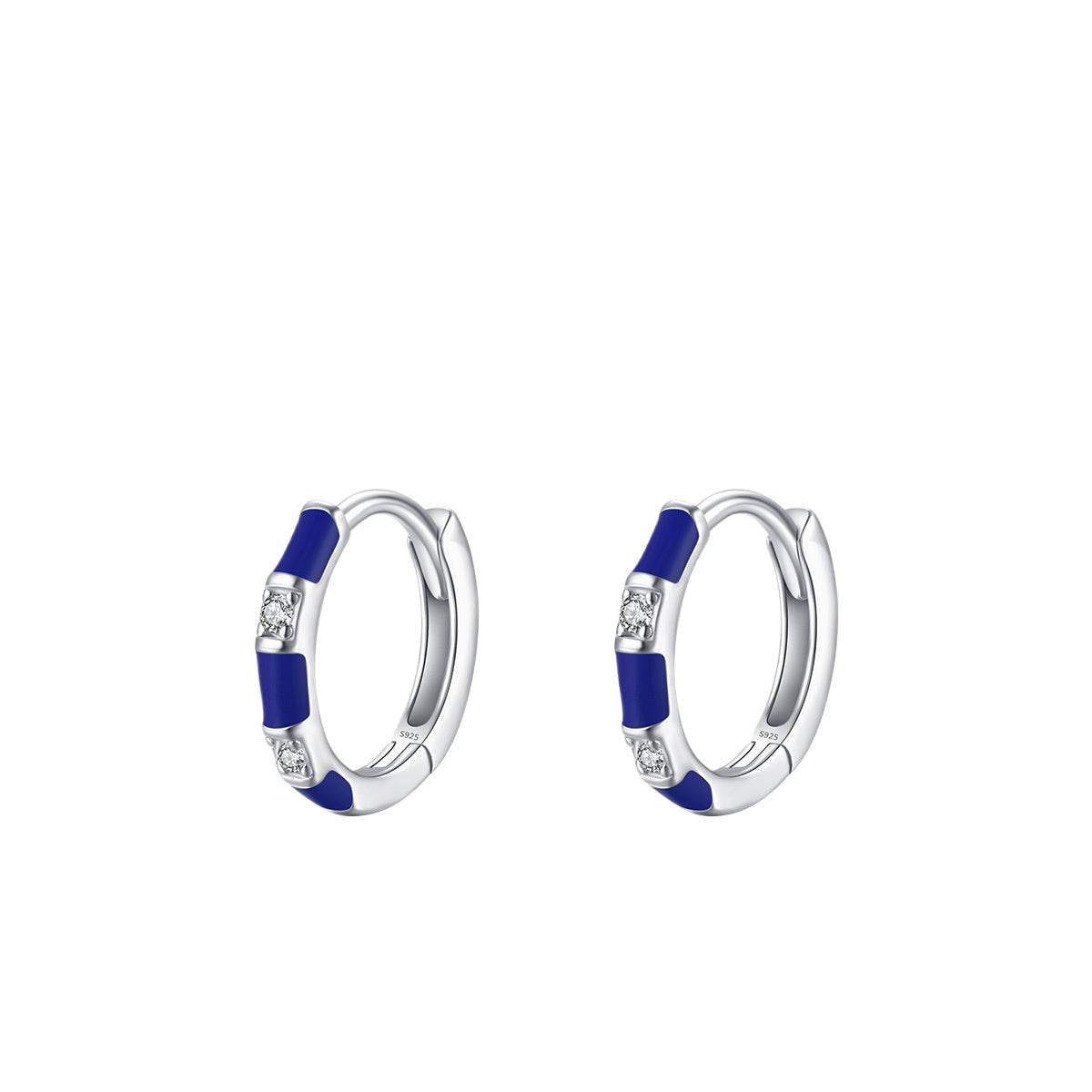 925 Sterling Silver Enamel Zircon Hoop Earrings