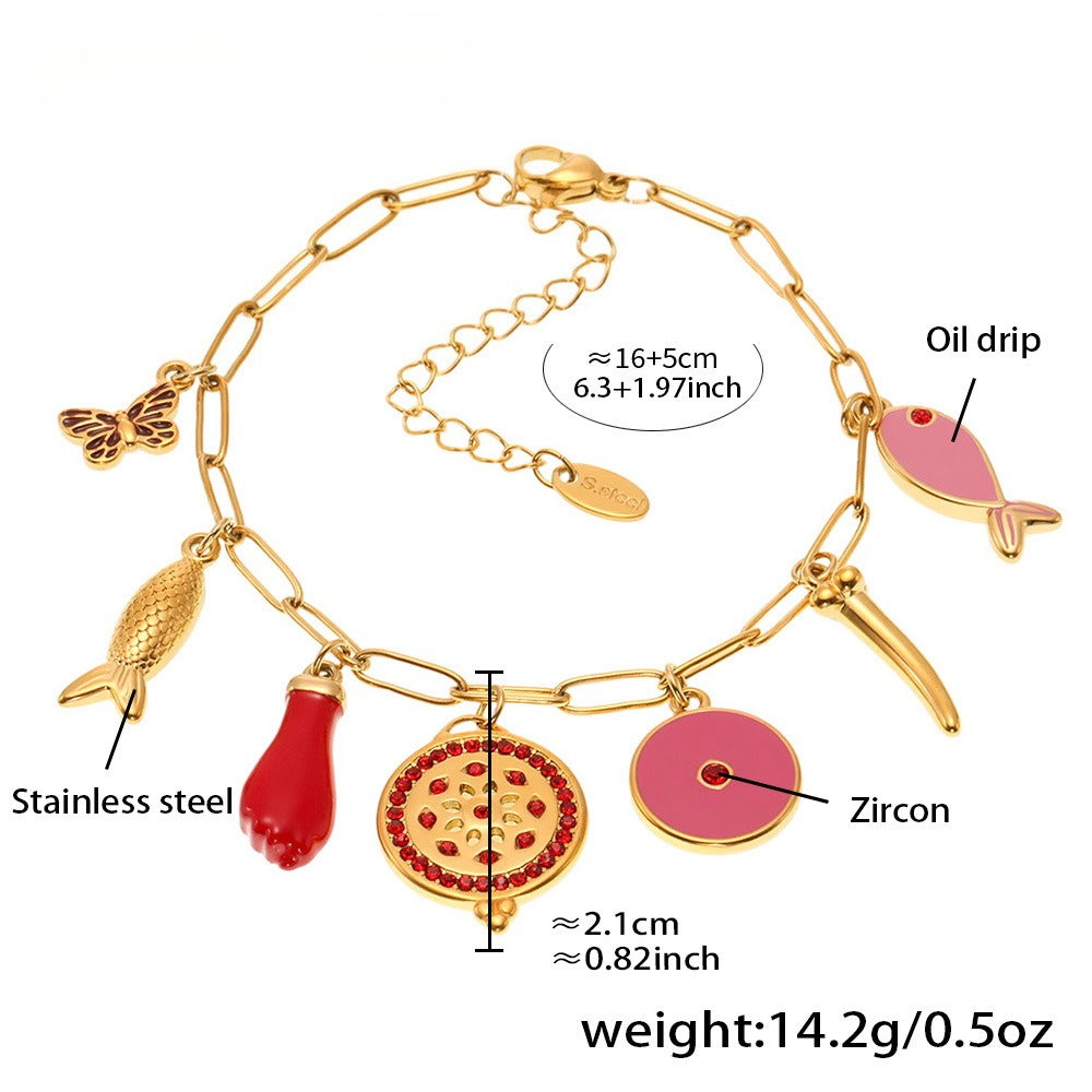 Planderful Dripping Oil Pendant Bracelet For Summer