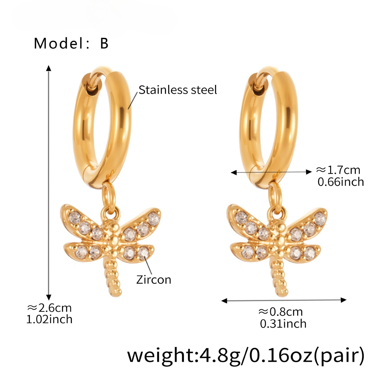 Planderful Zircon Dragonfly Earrings For Daily Wear Chic