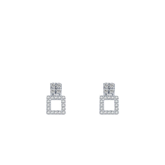 Elegant Korean Style S925 Silver Earrings with Sparkling Zircon for Women, Ideal for Stylish Parties and Popular in Europe and America