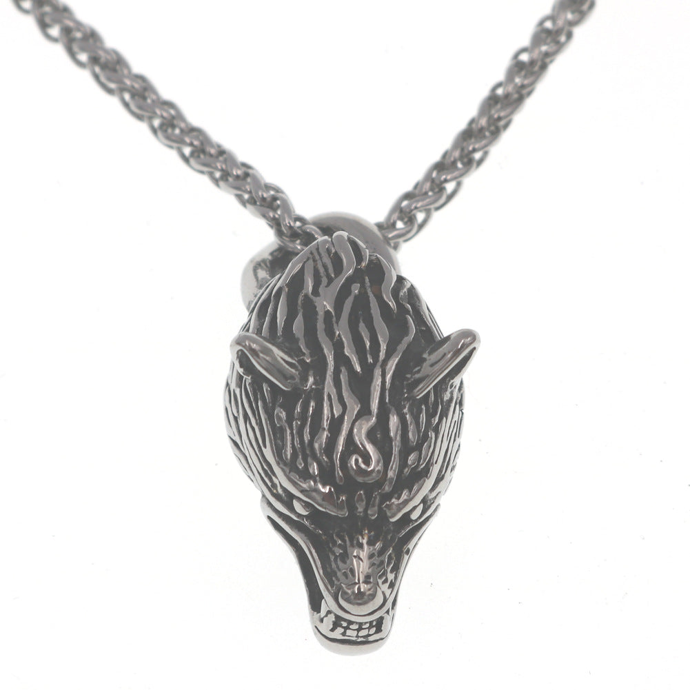 Norse Legacy Stainless Steel Wolf Tooth Necklace with Titanium Chain