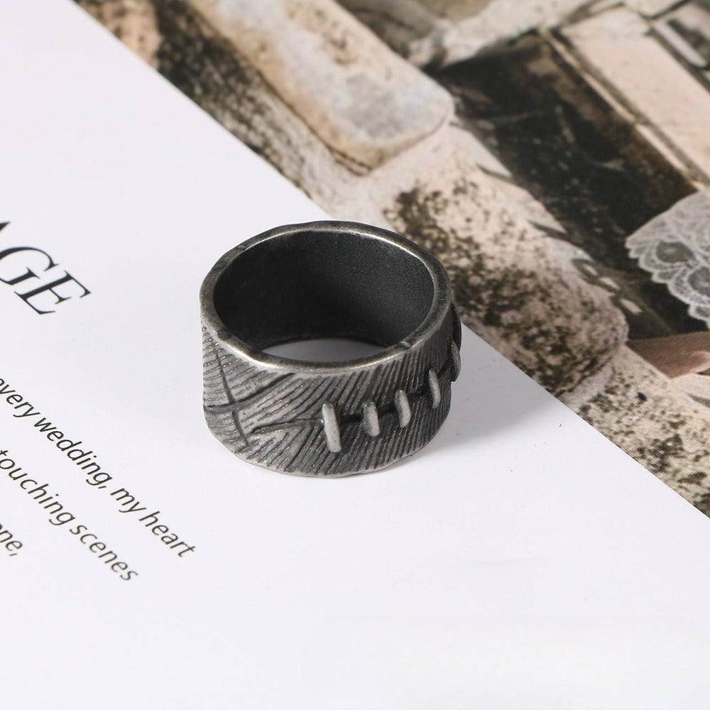 Mens Retro Stainless Steel Ring Spliced Design Vintage