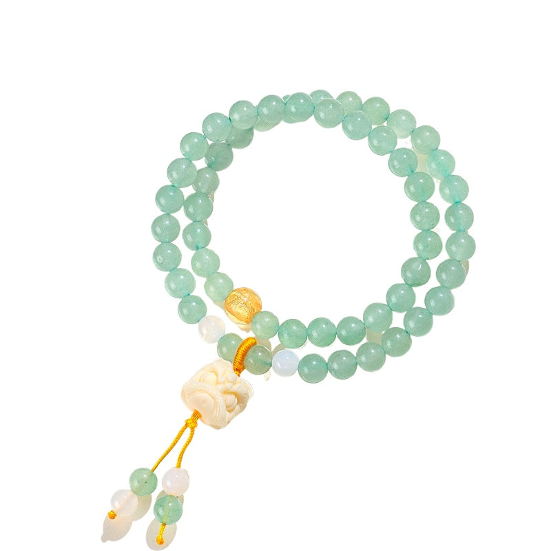 6 mm Aventurine Double-Wrap Lion Bracelet