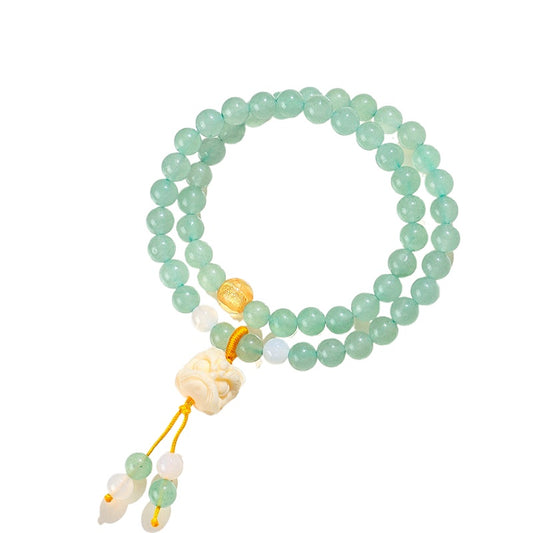 6 mm Aventurine Double-Wrap Lion Bracelet