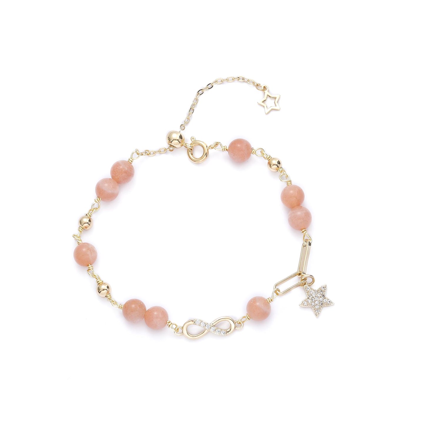 Sunstone Crystal Mobius Hand Bracelet