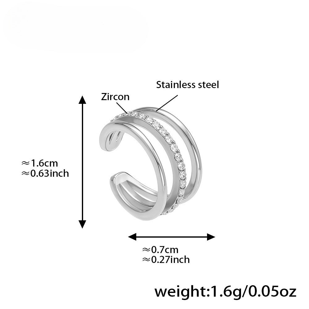 Planderful Women Zircon Ear Bone Clip Earrings 18K Gold