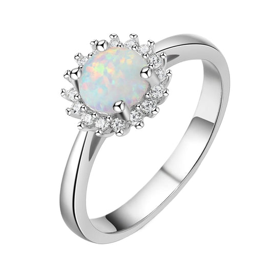 Planderful Jewelry Opal Sterling Silver Ring for Everyday Elegance in European and American Style