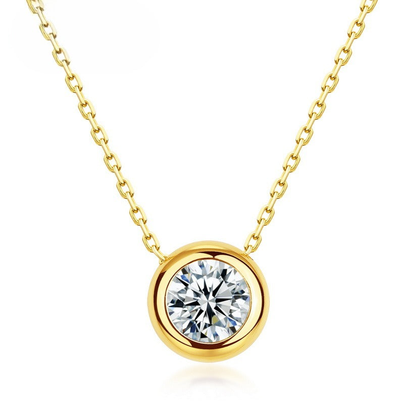 S925 Sterling Silver Moissanite Round Pendant Necklace