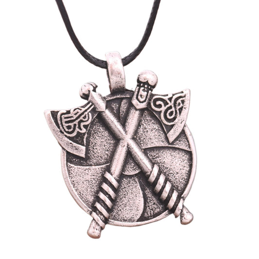 Nordic Viking Double Axe Shield Zinc Alloy Pendant European and American Popular Men's Viking Tomahawk Necklace Personality Jewelry for men