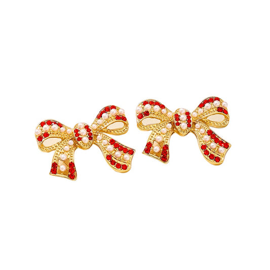 Planderful Vienna Verve Earrings – Exquisite Imitation Pearl Bow Design