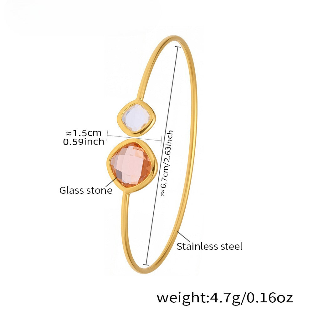 Planderful Czech Glass Stone Open Bracelet Women Fashion