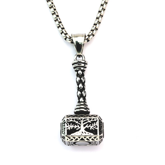 Planderful Thor Hammer Necklace For Men Viking Pendant Norse Legacy Stainless Steel Durable Bold