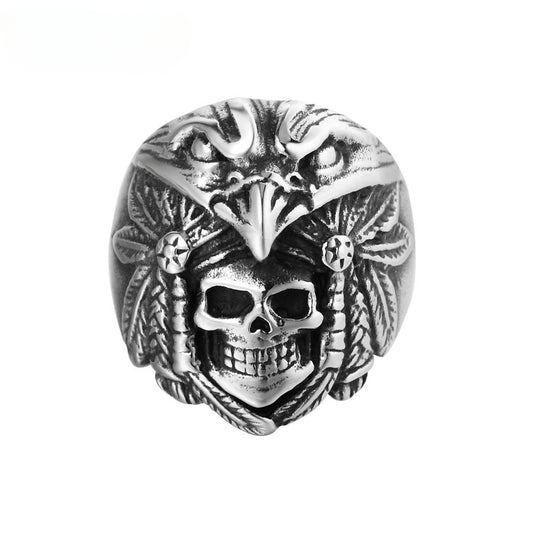 Halloween Eagle Skull Titanium Steel Ring for Men