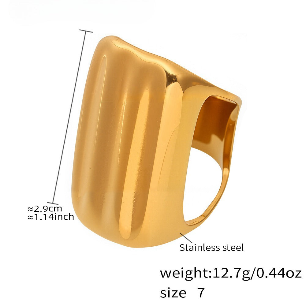 Planderful Geometric Wide Ring 18K Gold Plated Index Finger