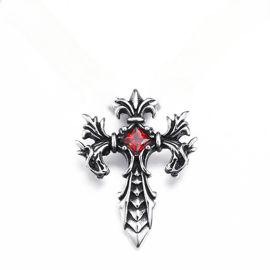 Men's Vintage Double Dragon Pendant in Titanium Steel - Creative Stone Jewelry by Planderful