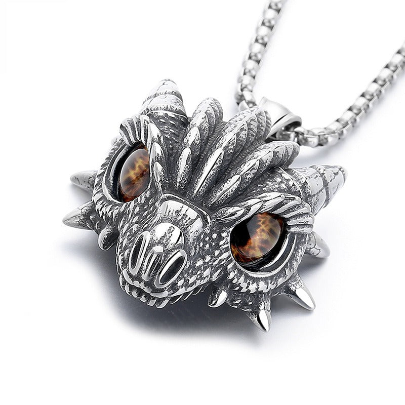 Steel Necklace - Minimalist Dragon Pendant