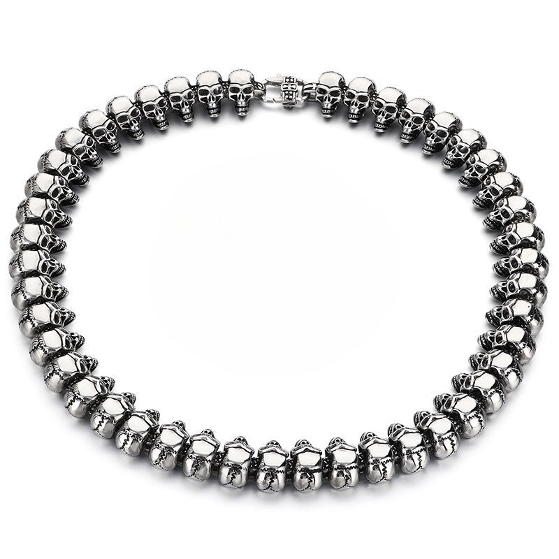 Planderful Skull Necklace For Men Titanium Steel Bold Punk