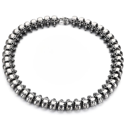 Planderful Skull Necklace For Men Titanium Steel Bold Punk