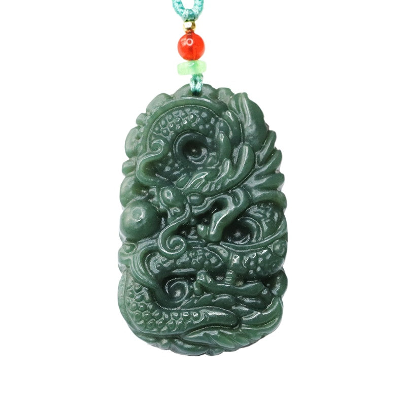 Taqing Hetian Jade Flying Dragon Pendant
