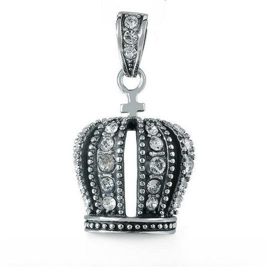 Planderful Men Pendant Crown Zircon Encrusted Retro Hip Hop
