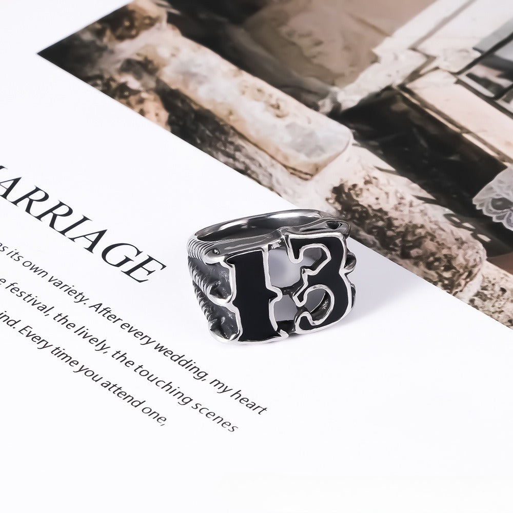 Oil Dripping Stainless Steel Mens Ring Irregular 13