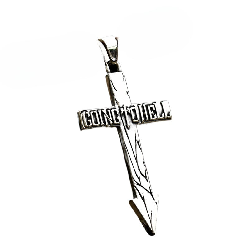 Retro Titanium Steel Arrow Pendant for Men - Simple Stainless Steel Cross Design